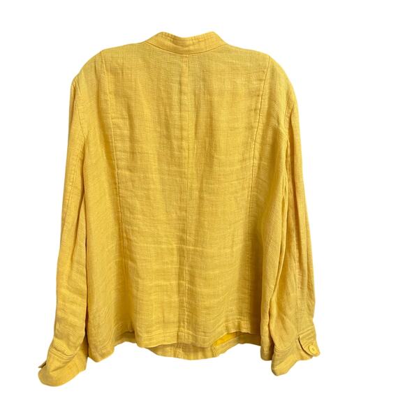 Eileen Fisher Organic Linen Shacket Mustard Yellow Button Front Womens Size XL - Picture 5 of 6